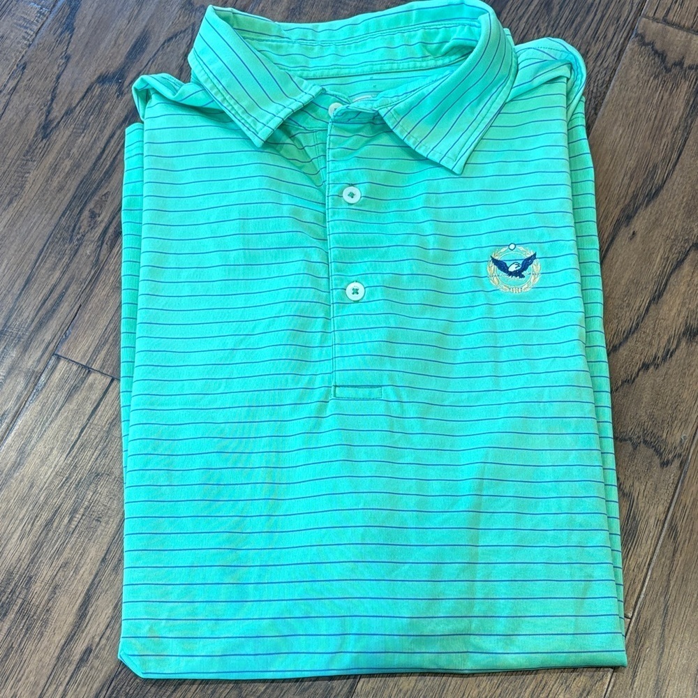 Donald Ross Green Striped Golf Polo Shirt